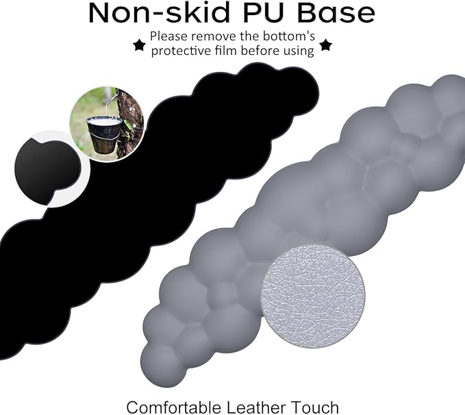 JIKIOU Upgrade Leather Cloud Keyboard Wrist Rest, Cloud Wrist Rest with Non-Slip PU Base, Comfortable Memory Foam Wrist Rest for Computer Laptop Mac Gaming Office and Pain Relief Christmas Wish Gift