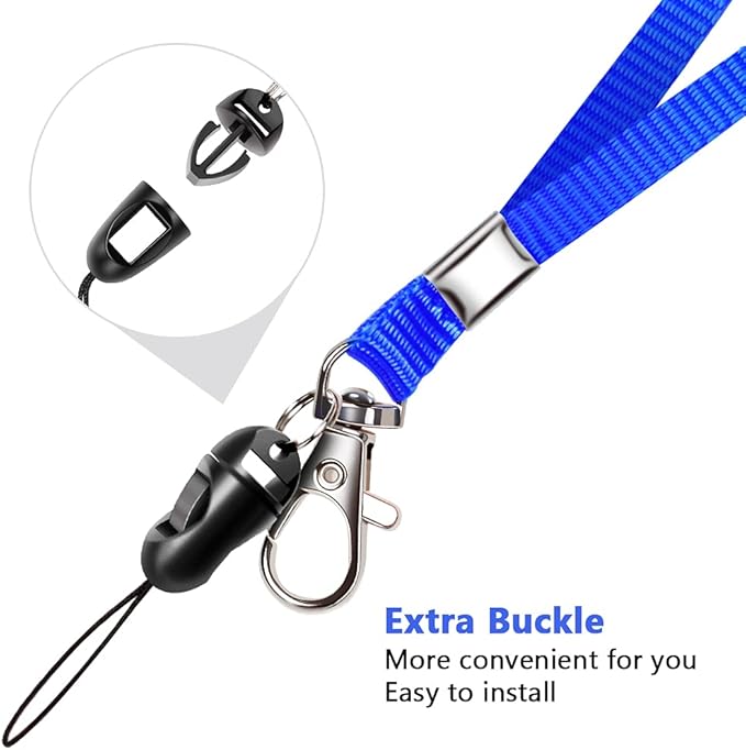 6 Pack Neck Lanyard with ID Badge Holder, Office Strap Lanyards, Stainless Metal Swivel Hook for Name Tag, Badge Holders, Keychains, Card, Blue