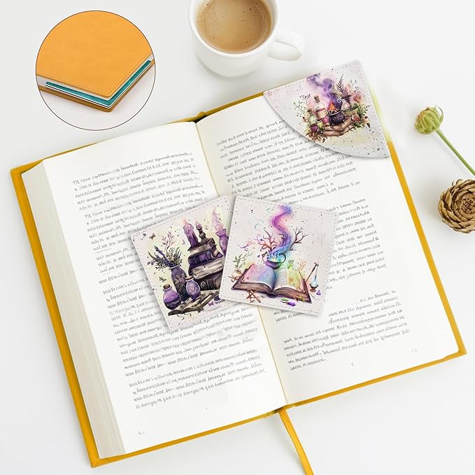 Magic Bottle Corner Bookmarks, Cute Leather Book Accessories for Book Lovers, 3 Pcs Reading Book Page Markers for Women Men Student Teacher Retirement Birthday Gifts