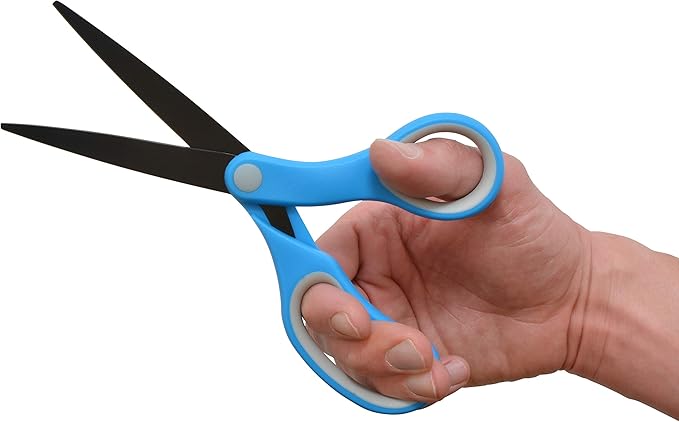 Westcott 55850 8-Inch Non-Stick Titanium Scissors For Office and Home, Blue/Gray, 2 Pack