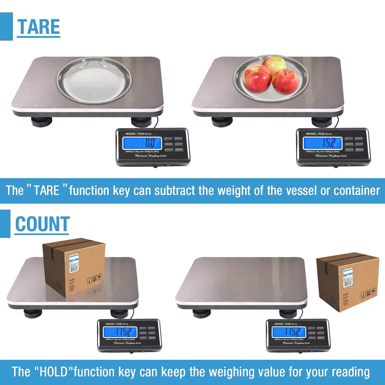 SurmountWay Shipping Scale 660lbs LCD Digital Platform Heavy Duty Portable Stainless Platform for Postal Shipping Scale Industrial Floor Scale W/ 14"X 12"