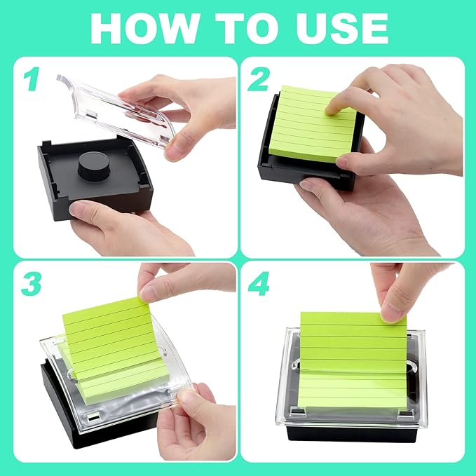 1 Pcs Pop Up Sticky Note Dispenser Sticky Note Holder Pop Up Note Dispenser Transparent Top for 3 x 3 Inch Sticky Notes School Office Home Store Black Base Clear Top (1)