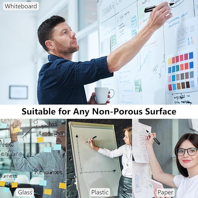 SFAIH Dry Erase Markers Fine Tip - 24 Pack Whiteboard Markers Dry Erase For Kids Adult Low Odor, Black Dry Erase Markers Fine Point For Home Classroom