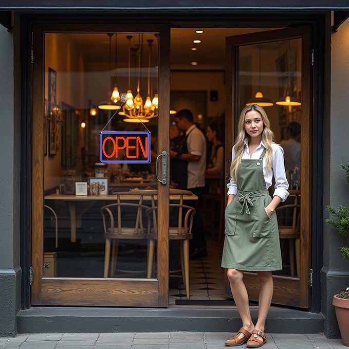 Bright and Eye-Catching LED Open Sign for Business - "16x 10" (red/blue) Transparent Acrylic Neon Sign | Ideal for Storefronts, Windows, Bars | Commercial LED Open Signs, Light-Up Open Signs