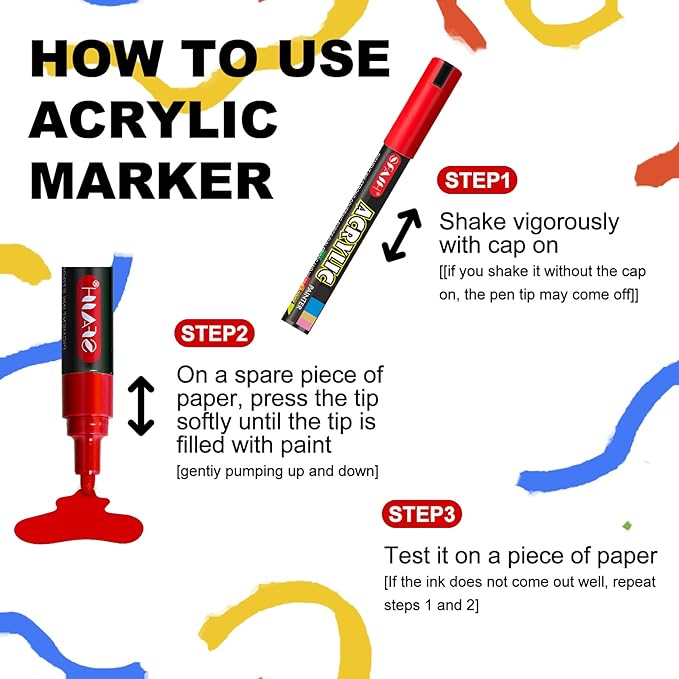 SFAIH Acrylic Creative Markers - 3mm Replaceable Nibs 8 Colors, Large Ink Capacity, Ultra-High Coverage, Non-Bleeding Water-Based Ink, Drawing Markers for Art Supplies, Wood, Fabric, Rock Painting