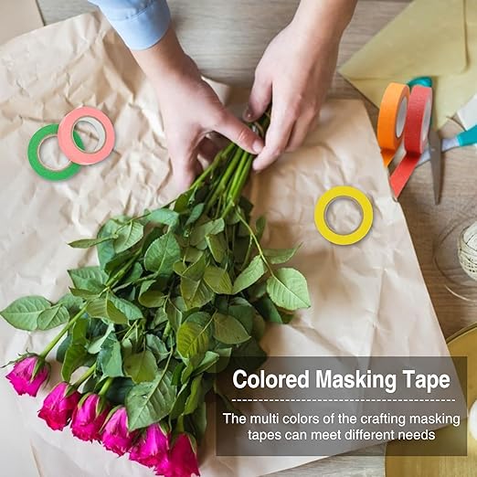 OWLKELA 12 Rolls Colored Masking Tape 16 Yard Per Roll, Rainbow Colors Painting Tape, Painters Tape, Craft Tape, Labeling Tape, Paper Tape for Bullet Journals, Party Decorations, DIY Craft