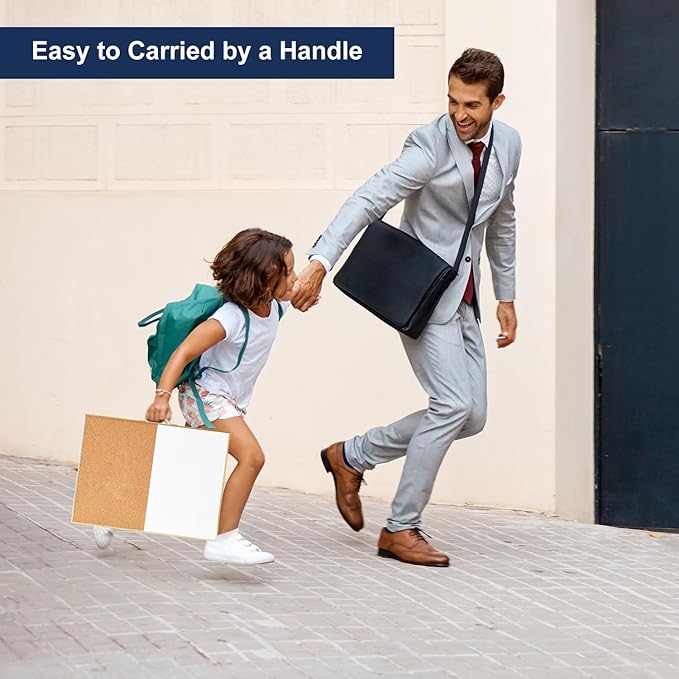 TSJ OFFICE Small Combination Board - 12" X 16" Portable Aluminum Gold Framed Magnetic Dry Erase Board for Wall, Small Bulletin Cork Board with Holder for Office, Home and School