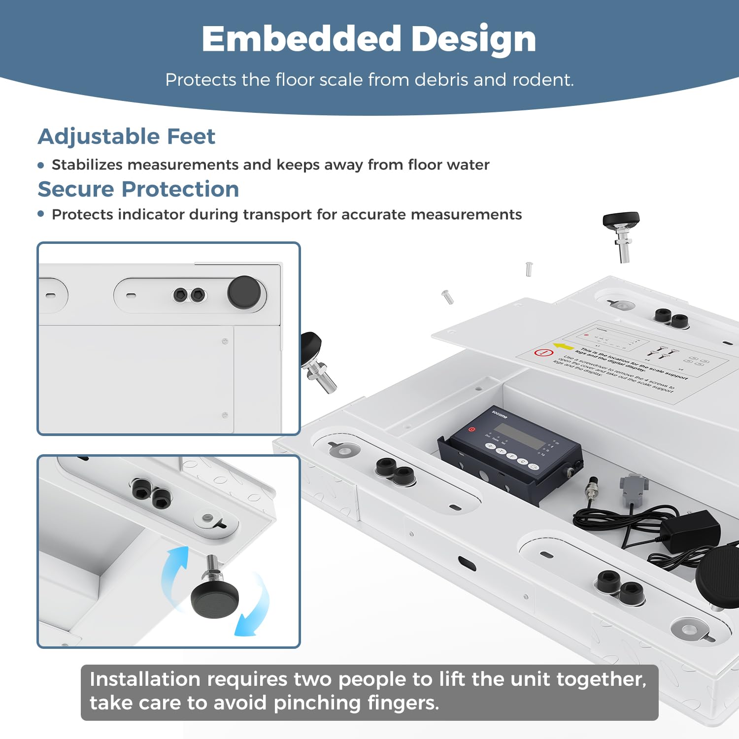 24"x24" Industrial Floor Scale, Precision Pallet Scale with Digital Indicator, Heavy Duty Weighing Scale for Floor Bench Office Weight Weighing, 2500 lb x 1 lb, Grey