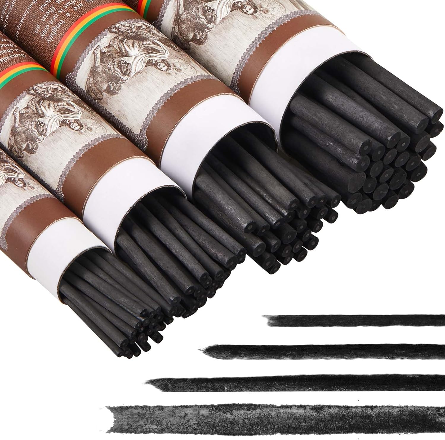 Gueevin 100 Pcs Willow Charcoal Sticks, Willow Charcoal, Artists, Beginners, Students, Perfect for Sketching, Drawing, Shading, and Fine Art (2-4mm,4-5mm,5-7mm,7-9mm)