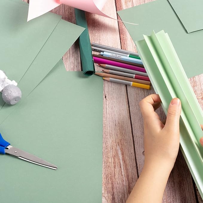 Wishop 20 Sheets Colored Thick Paper Cardstock Blank for DIY Crafts Cards Making, Invitations, Scrapbook Supplies (Sage Green, 8.5 x 11 inches)