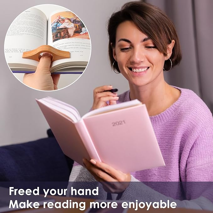 KINIVA Leather Weighted Bookmarks Book Weight Page Holder for Reading,Book Open Holder for Kids Adult,Gifts for Reader (01 Brown+04 Wood)