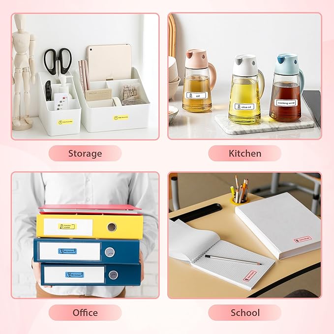 P21 Label Maker Machine with Tape, Bluetooth Label Printer Thermal Mini Label Makers with Built-in Cutter and Multiple Templates, Portable Printers for School, Office, Home Use (White)