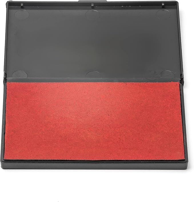 Ink Pad for Rubber Stamps, Stamp Pad for Clear Impression Stamping, Quality Felt Pad Black Ink, Red Ink, Blue Ink (Red, M (2.7 * 4.3))