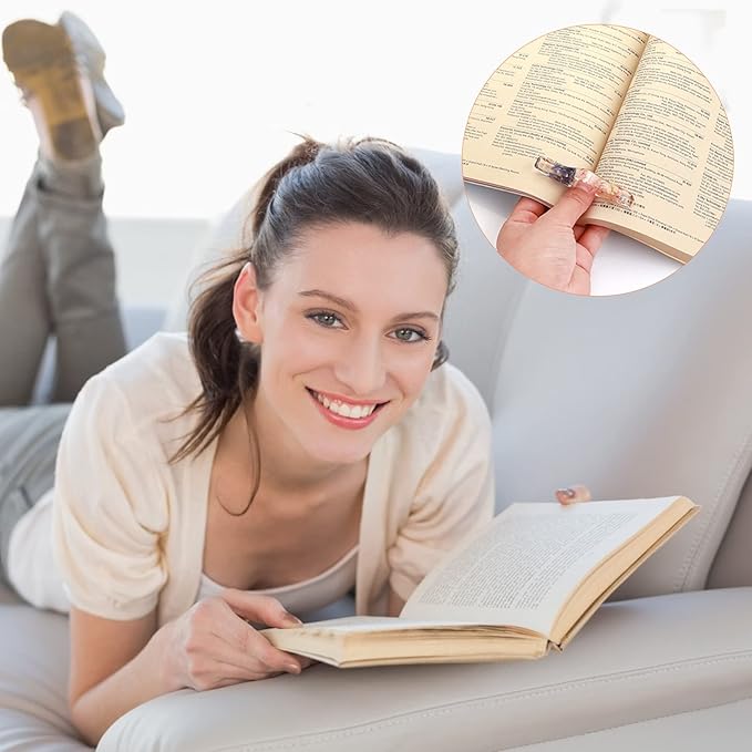 Prasacco 2 Pieces Book Page Holder, Dried Flower Resin Book Holders for Reading Thumb Ring Page Holder Flower Bookmark Reading Accessories for Readers Book Lovers Bookworm Bookmarks (2PCS Style5)