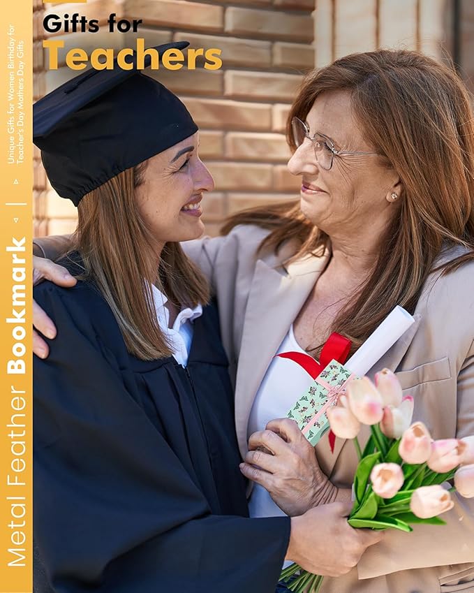 Bookmark Christmas Gifts for Women Teacher - Cute Metal Bookmarks Stocking Stuffers for Teens Coworker Book Lovers Student, Unique Feather Butterfly Book Mark Cool Birthday Book Club Stuff Gift Ideas