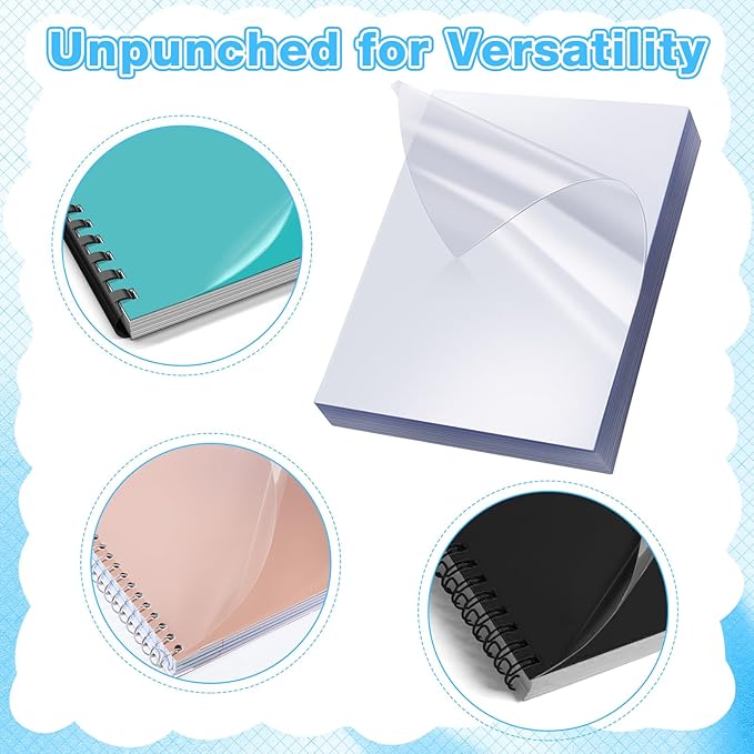 500 Pack Binding Presentation Covers Clear Plastic Report Covers Plastic Book Covers 8 Mil Binding Covers for Reports Business Documents Projects 8.5 x 11 Inch for Students Coworkers