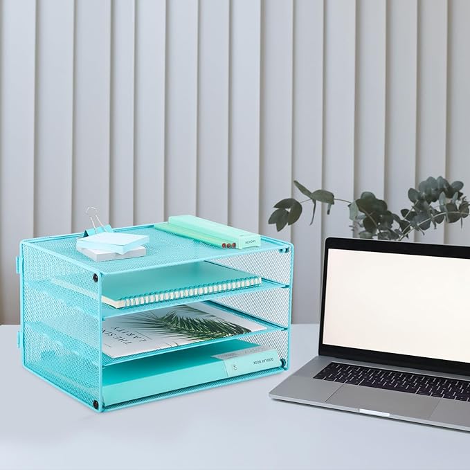 EASEPRES 3 Tier Desk Paper Organizer, Blue