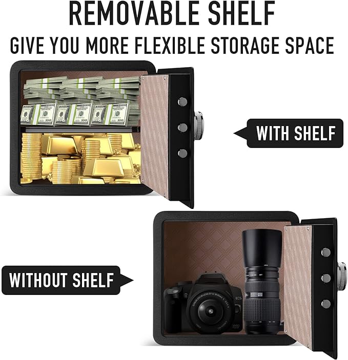 Tenamic Biometric Fingerprint Safe Box 1.41 Cuft Security Box with Induction Light and Leather, Solid Alloy Steel Home Cabinet Safe, Black