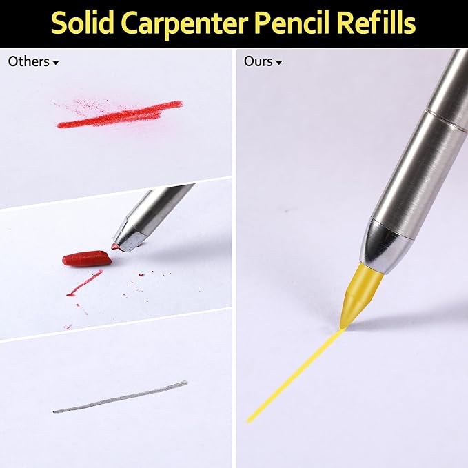 Hiboom 24 Pieces 2.8mm HB Refill for Carpenter Pencil, Study Long Lasting Pencil for Mechanical Pencil Woodworking Construction(Yellow)