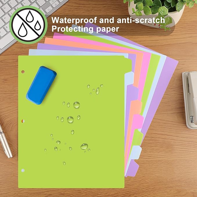 HABGP 16Pcs/2 Set Binder Dividers with Tabs, 8 Color Tab for 3 Ring Binder Dividers, Page Folder Dividers for 3 Ring Binder Sheet Paper Protectors, Plastic Tabbed File Dividers with Tabs