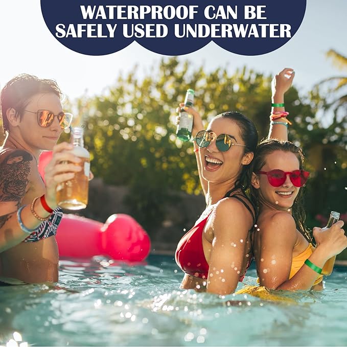 Epakh 600 Pcs Paper Wristbands Neon Wrist Bands Waterproof Handbands for Events Lightweight Concert Wristbands Neon Colored Adhesive Wrist Band for Party