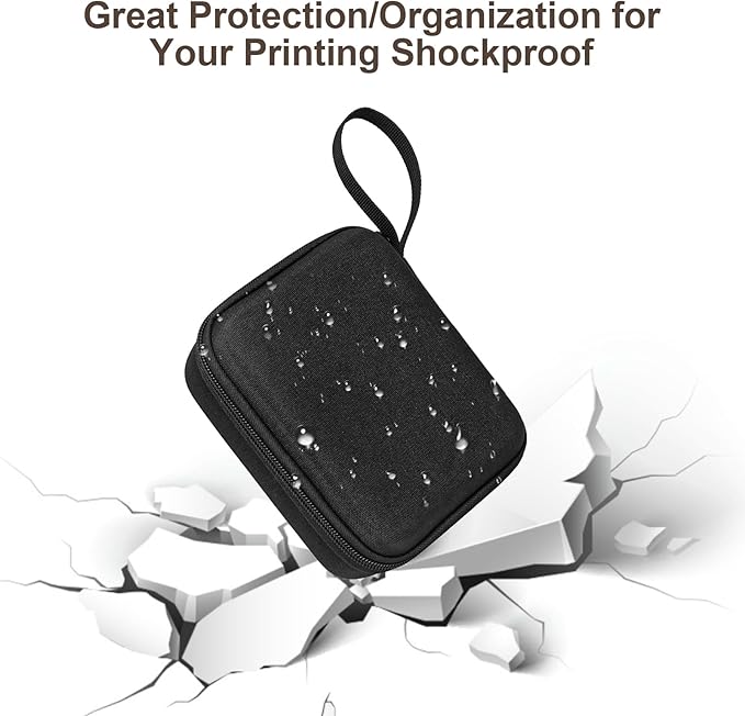 QYCHHJ Carrying Case for Phomemo T02/Memoking/HUIJUTCHEN Mini Sticker Printer, Portable Hard Travel Case for Label Maker, Thermal Printer Paper,Black