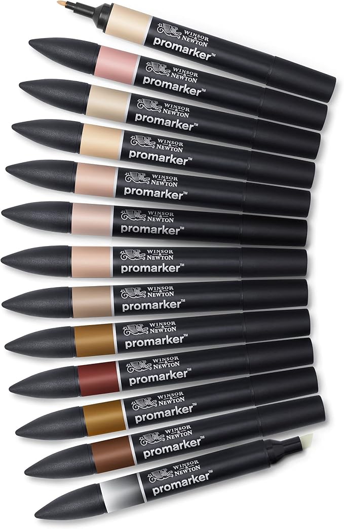 Winsor & Newton ProMarker Set, 12 Count, Skin Tones