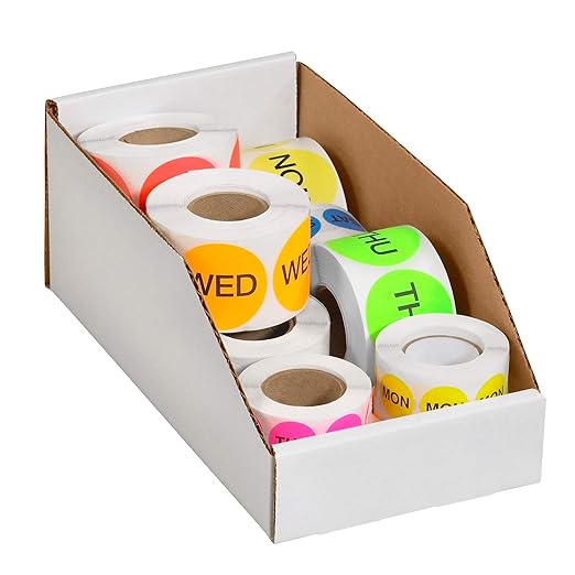 Partners Brand PBINBWZ618 Open Top Bin Boxes, 6" x 18" x 4 1/2", Oyster White (Pack of 50)