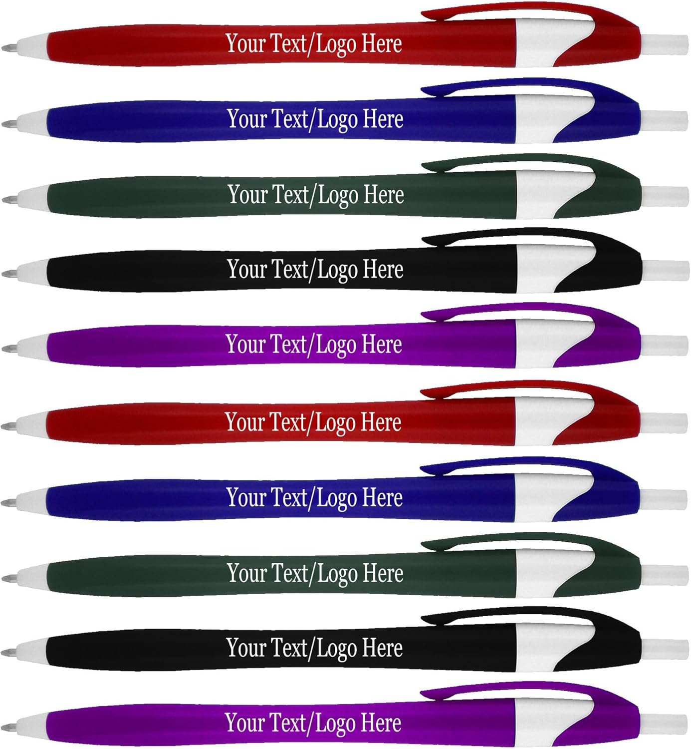 SyPen Personalized Pens With your Custom Logo or Text-500 Pack Bulk-for Businesses, Parties, and Events, Custom Printed Slim Ballpoint Click Pens, Assorted Barrel Colors, Black Ink