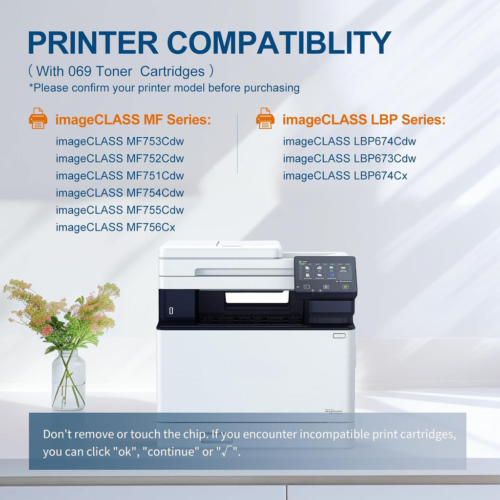 069 Toner Cartridge Set Replacement for Canon 069 Toner Cartridge 4 Pack Works for Canon Color ImageCLASS Mf753cdw MF751Cdw MF752Cdw LBP674Cdw MF752Cdw MF756Cx LBP673Cdw Printer (BK, C, Y, M)
