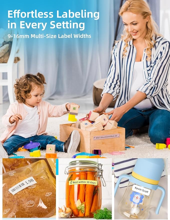 MakeID Rabbit Label Maker Tape - Self-Adhesive Sticker Label Tape Refill Compatible with MakeID L1 Q1 Label Machine - Waterproof 6-Layer Laminated Film, Split-Back Design, 0.63" x13' (16mm x 4m)