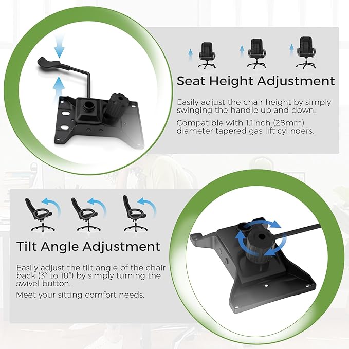Heavy Duty 500lbs Office Chair Tilt Control Mechanism Replacement Parts, 10.15" L x 5.9" W, Office Chair Swivel Lift Base, Adjustable Chair Height and Tilt Angle, Black