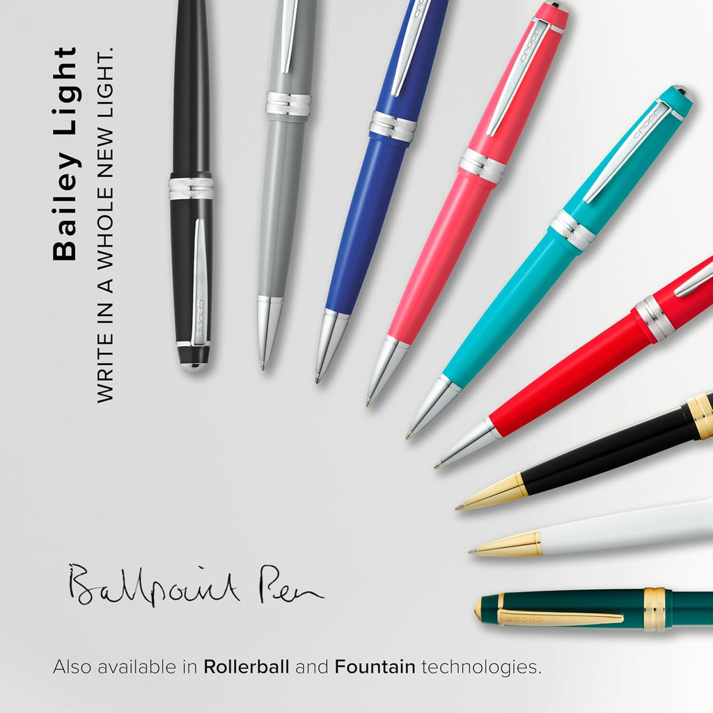 Cross Bailey Light Refillable Ballpoint Pen Presented in a Everyday Gift Box - Medium Point, Black Ink, Polished Amber