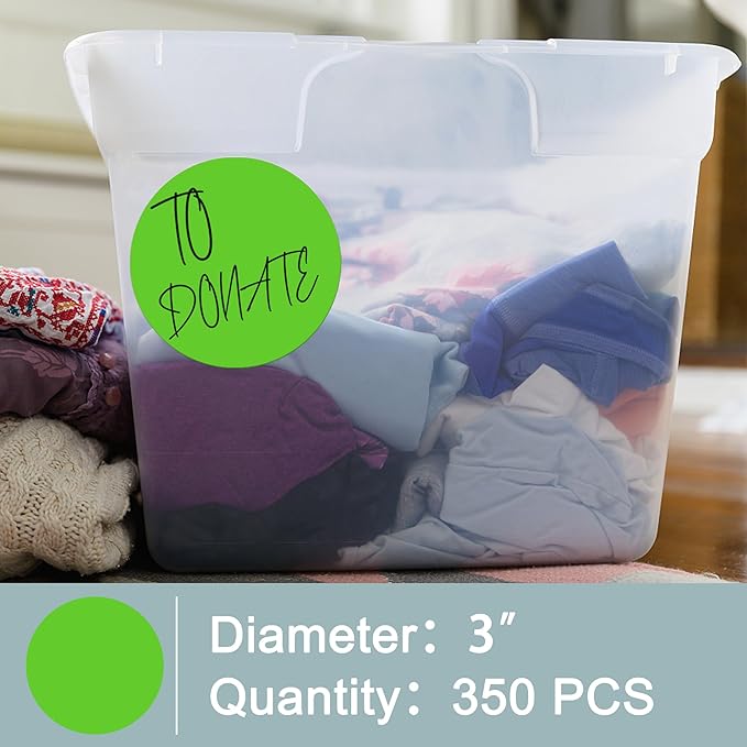 Hybsk 3 inch Circle Color Direct Thermal Stickers Shipping Labels for Barcodes,Name Tag,DIY Logo Design,QR Code,Inventory– Compatible with Zebra,Rollo,Munbyn,and More-350 pcs (3 inch,Green)