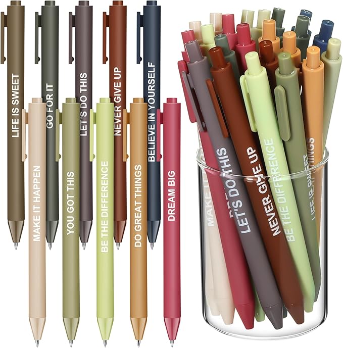 50 Pcs Gel Ink Pens Motivational Inspirational Quote Pen Retractable Rolling Ball Smooth Writing for Coworkers Supplies Office Home(Morandi Color,Inspirational)