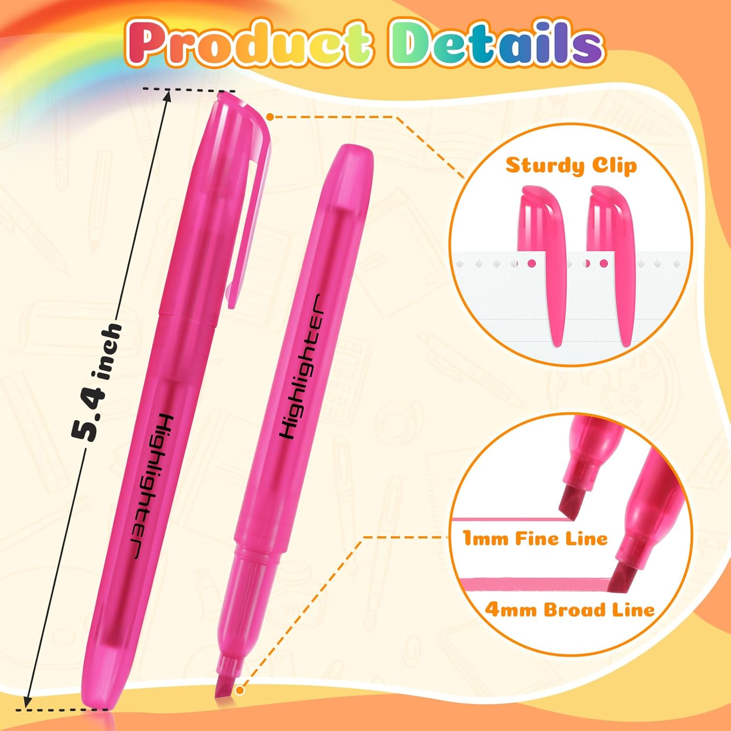 GORWARE 96 Pcs Highlighters, 6 Assorted Colors, Chisel Tip, Non-Toxic Markers for Highlighting at Home, School, or Office – Perfect for Adults & Kids (96)