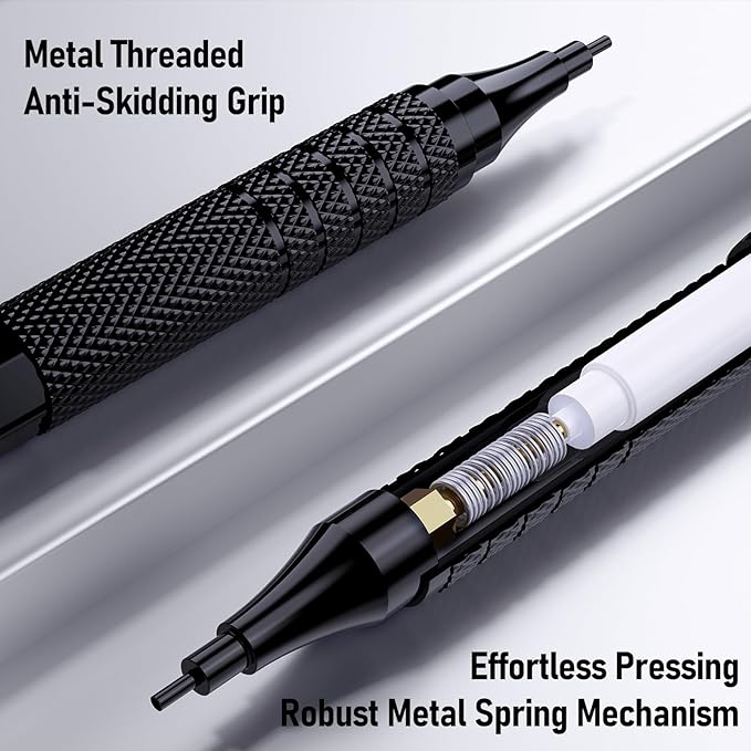 Four Candies Metal Mechanical Pencil Set, 3PCS Art Drafting Pencils 0.5, 0.7, 0.9MM & 2PCS 2MM Mechanical Drawing Pencils with 420PCS Leads (4B 2B HB 2H Color) for Writing Sketching Drawing (Black)