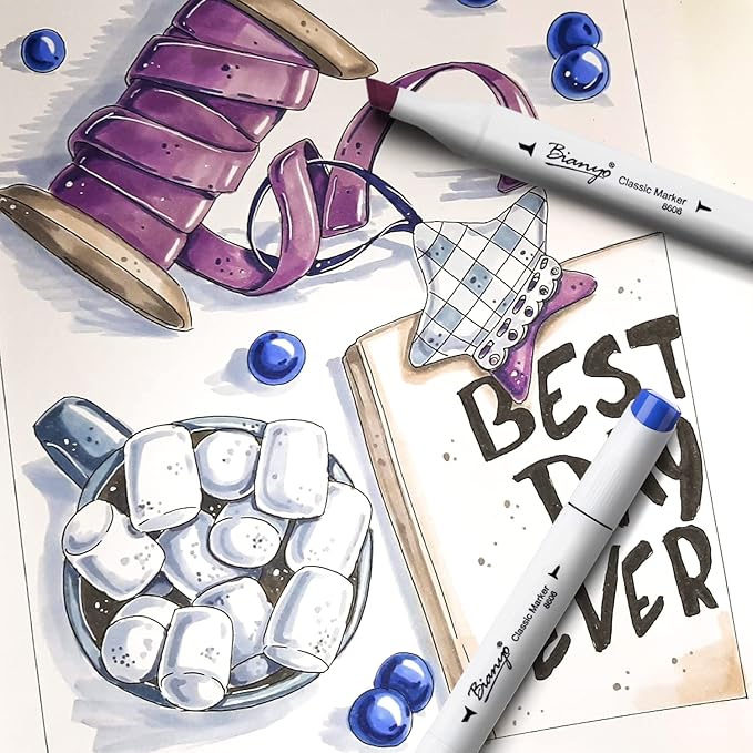 Bianyo 72 Pastel Markers Alcohol Marker Set, Dual Tip Art Markers Set, Alcohol-Based Ink Permanent Marker with Premium Grey Bag for Adults, Kids, Amateurs, Coloring, Drawing, Outlining, highlighting