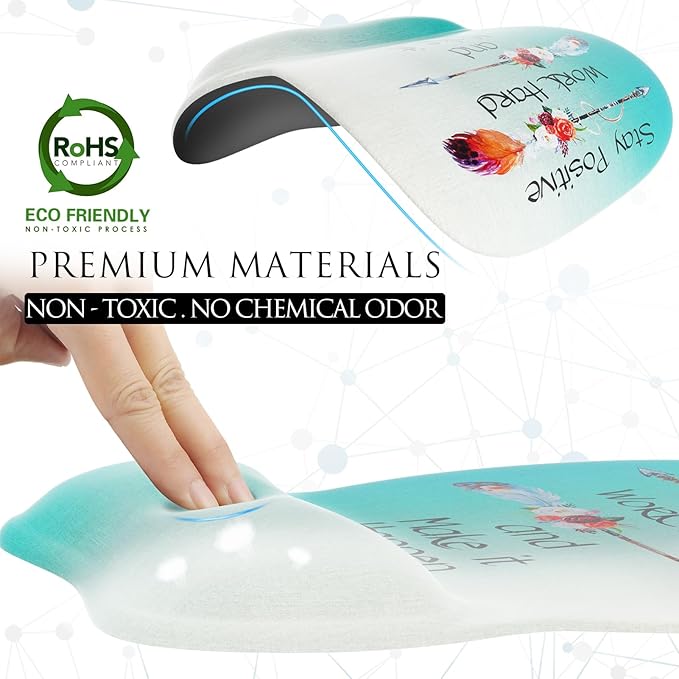 MROCO Ergonomic Mouse Pad with Gel Wrist Rest, Comfortable Mousepad with Smooth Wrist Support Surface and Non-Slip PU Base for Pain Relief, Computer, Laptop, Office & Home, 9.4 x 8.1 in, Feather Arrow