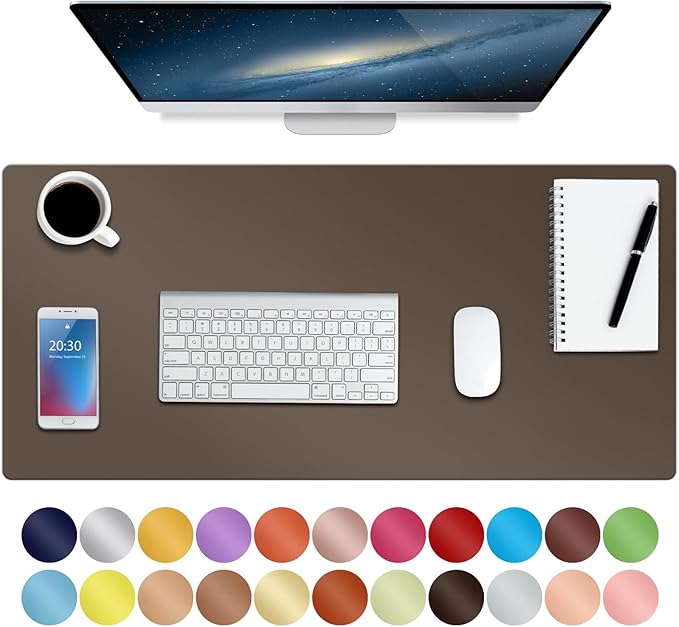 ‎Boutilon Leather Desk Pad 30" x14",Non-Slip Mouse Pad,Office Desk Mat,Waterprooft PU Leather Desk Blotter,Desk Pad Protector,Desk Writing Pad for Home Office Decor (M-Coffee)