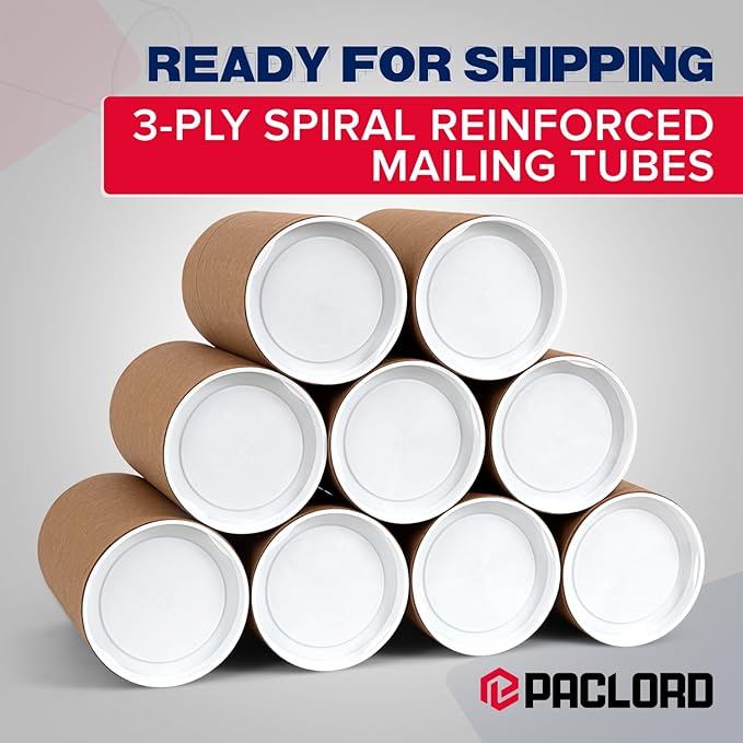 4" x 6" Reinforced Kraft Paper Mailing Tube, Pack of 1 Tube with 2 Caps – Secure USPS Approved Poster Tube – Cardboard Tube for Shipping and Storing Posters, Prints, Artwork, or Documents