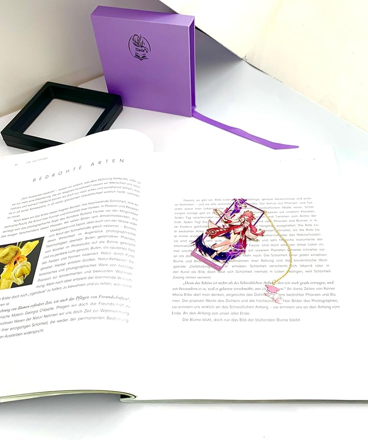 Genshin Impact Yae Miko Brass Bookmarks with 3D Display Box for Women Men Sisters Friends - Birthday Gifts for Book Lovers - Zllada