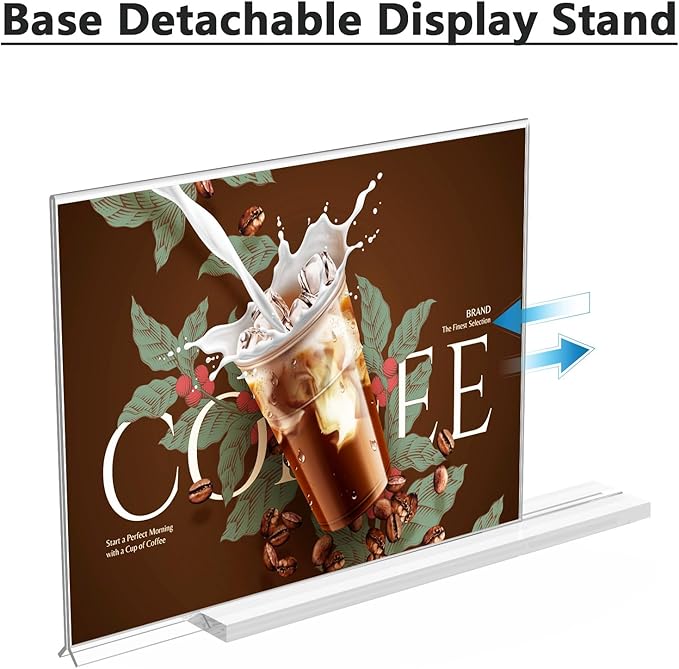 MaxGear 8.5 X 11 Acrylic Sign Holder Horizontal 6 Pack, Double Sided Display Stand, Clear Table Sign Holders Flyer Menu Holders, Plastic Paper Holder Picture Frame for Office, Store, Restaurant