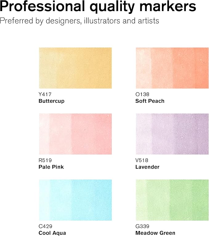 Winsor & Newton ProMarker Set, 6 Count, Pastel Tones