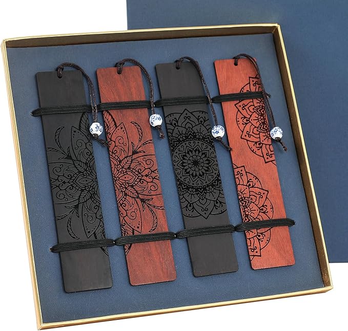 4 pcs Book Marks Set, Boho Book Markers, Bookmarks for Men Women Book Lovers Bookworm (Mandala Set)