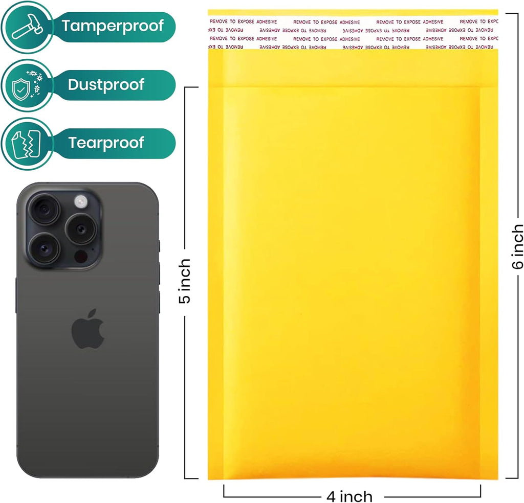 Levex - #0000 4" x 6" [50 Pack) Kraft Bubble Mailers, Padded Envelope Mailers, Packing Envelope & Mailing Bags for Shipping