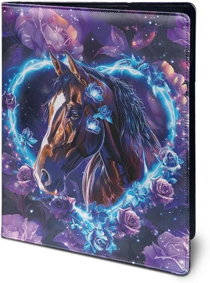 Cozeyat Heart Shape Horse Padfolio for Women Binder Portfolio Folder, PU Leather Folder A4 Conference Pad Document Organizer Notepad Holder
