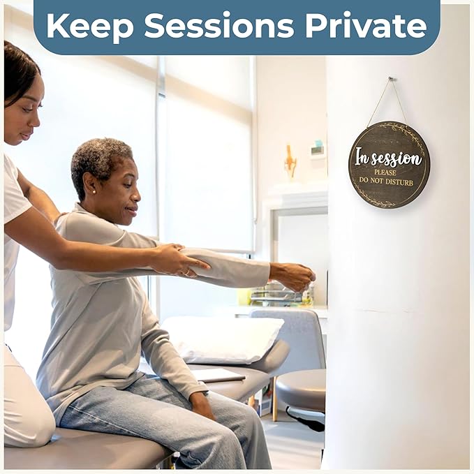 In Session Door Sign For Therapists - Please Do Not Disturb Sign For Office Door, Therapy Session In Progress Door Sign, Welcome Please Knock Sign For Door, Massage Therapy Decor