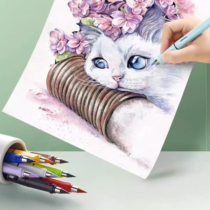 Everlasting Pencil:24PCS 12 colors Replaceable Refill Infinite Pencil Replaceable Graphite