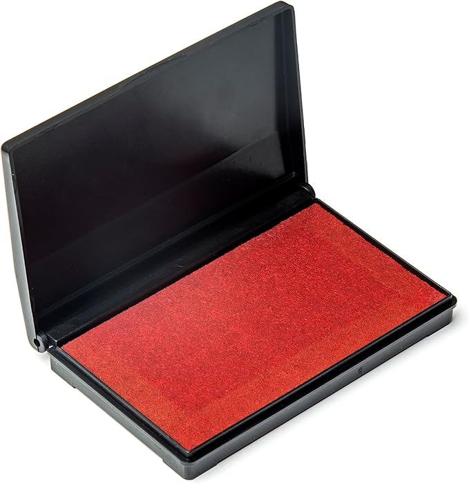 Ink Pad for Rubber Stamps, Stamp Pad for Clear Impression Stamping, Quality Felt Pad Black Ink, Red Ink, Blue Ink (Red, S (2 * 3.5))